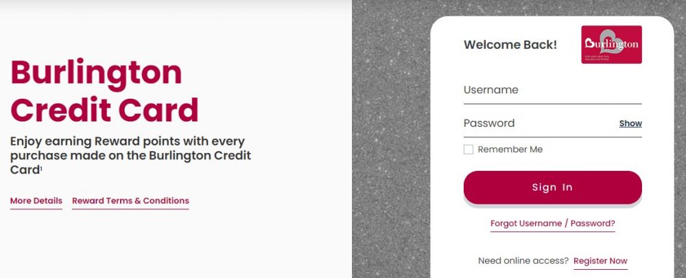 burlington credit card - account summary