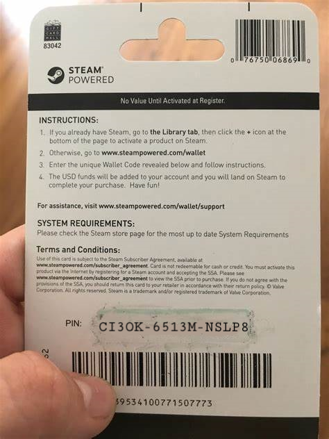 Scratched Unused Steam Gift Card