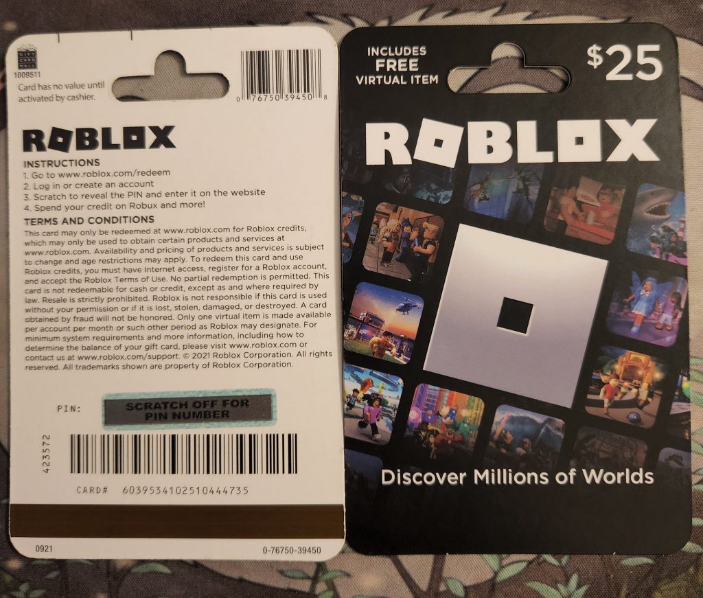 Roblox Gift Card Scratched Off