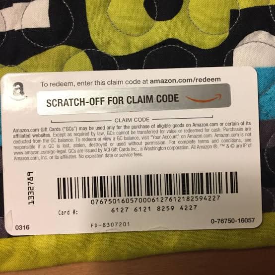 Amazon Gift Card Code Scratched Off