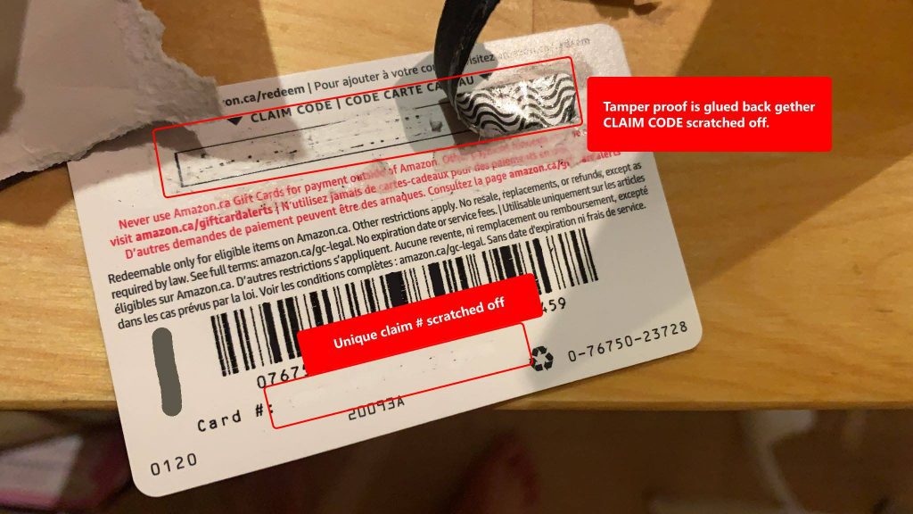 Amazon Gift Card Code Scratched Off