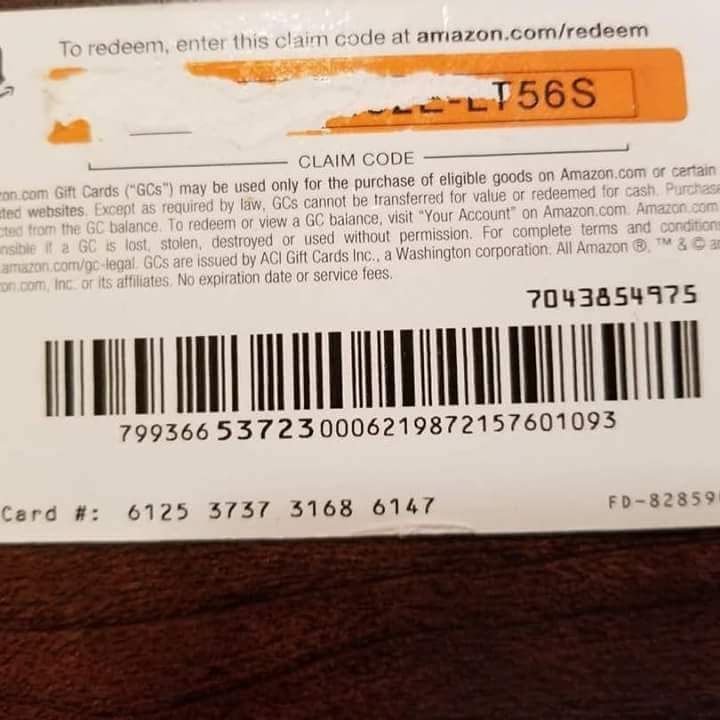 Amazon Gift Card Code Scratched Off