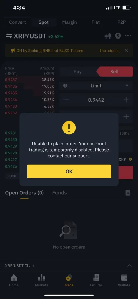 Binance Trading Disabled 