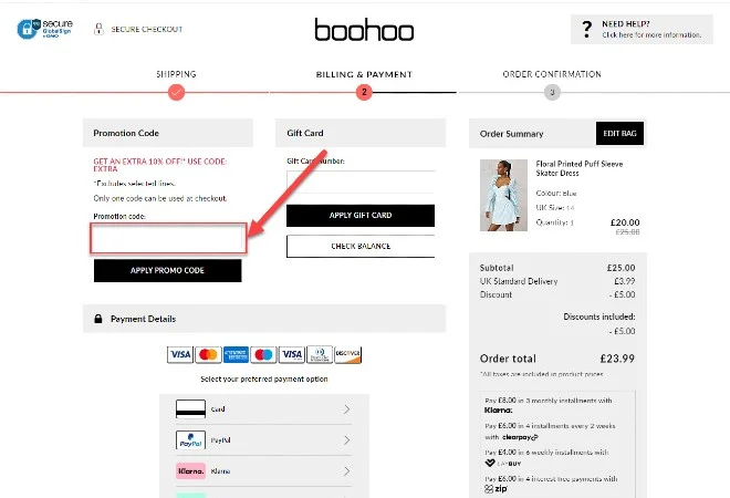 Boohoo Gift Card Not Working