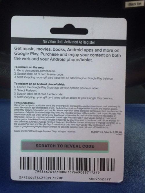 Google Play Gift Card code Scratched Off 6