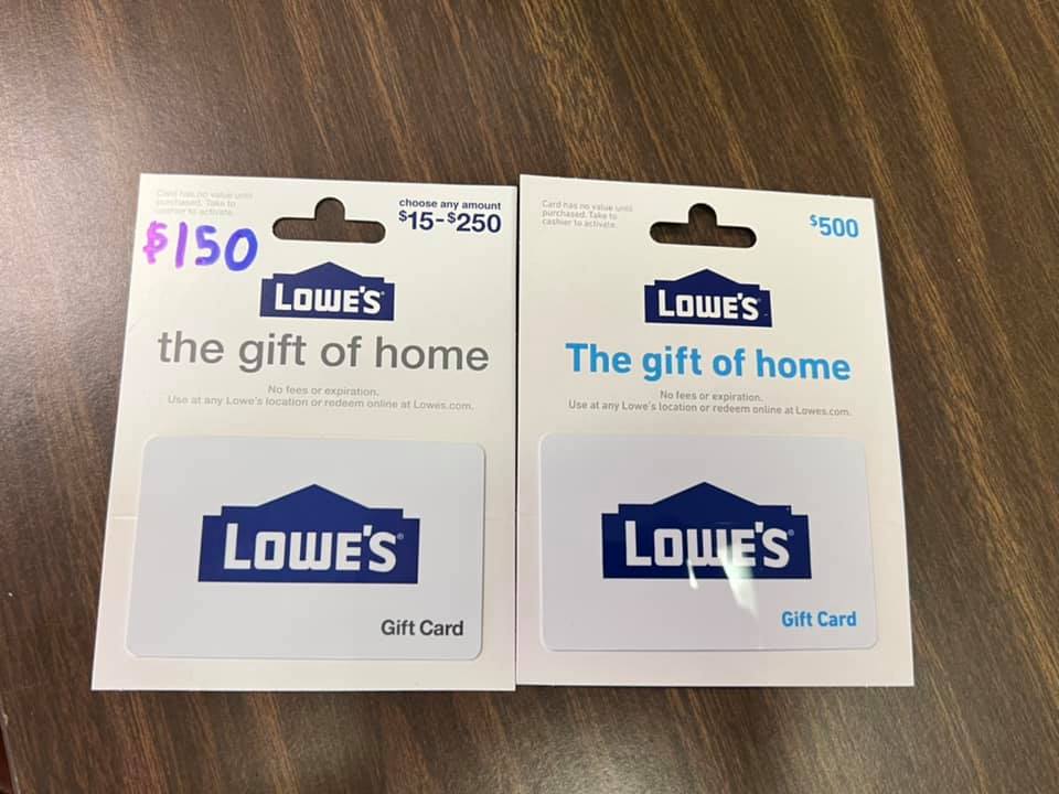 Lowe's Gift Card Pin Scratched Off