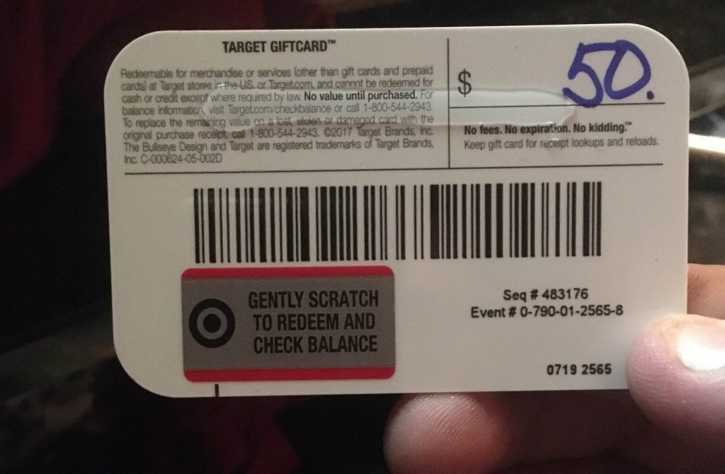 Target Gift Card Pin Scratched Off