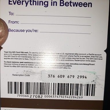 eBay Gift Card Code Scratched Off